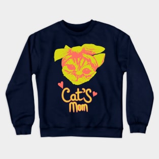Trendy Neon Cat's Mom Kitty Crewneck Sweatshirt